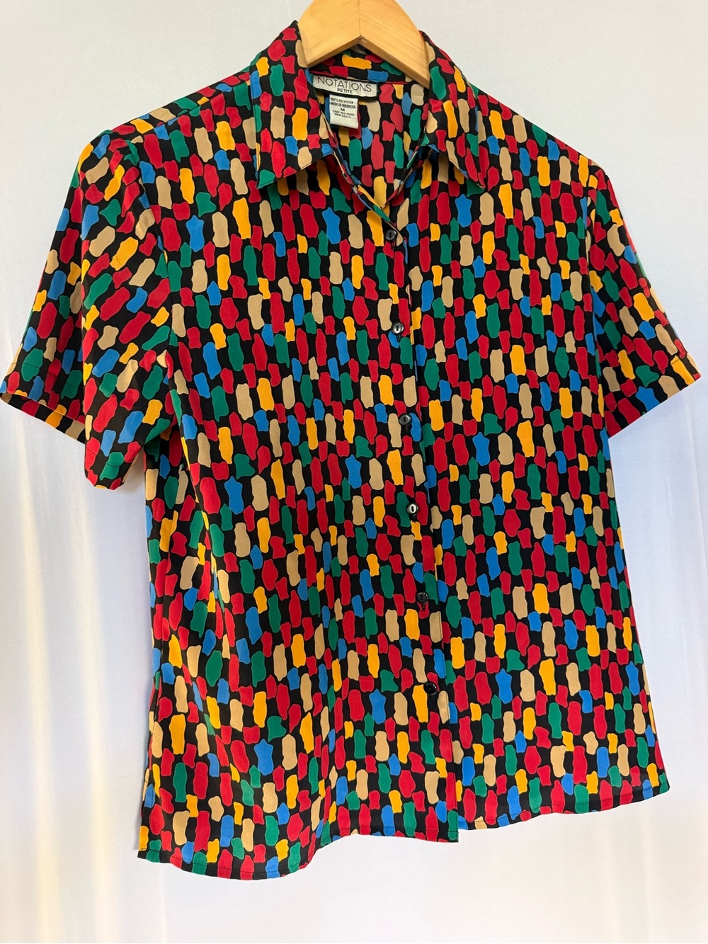 Notations Multicolor Geometric Short-Sleeve Button-Down Shirt